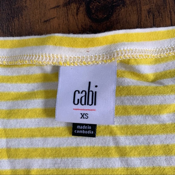 CAbi | Daisy Yellow Stripe Round Neck Jersey Pullover Tee Blouse - Picture 3 of 6